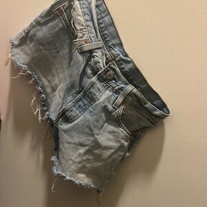 Levi's Light Blue Frayed Jean Shorts
